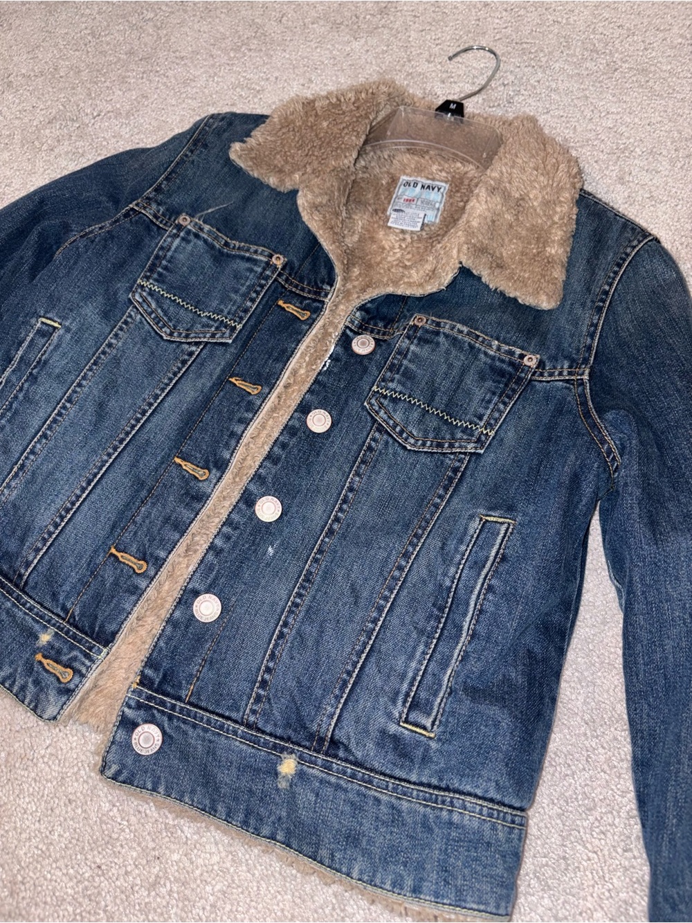 Old Navy Blue Denim Jacket with Faux Sherpa lined VINTAGE Y2K